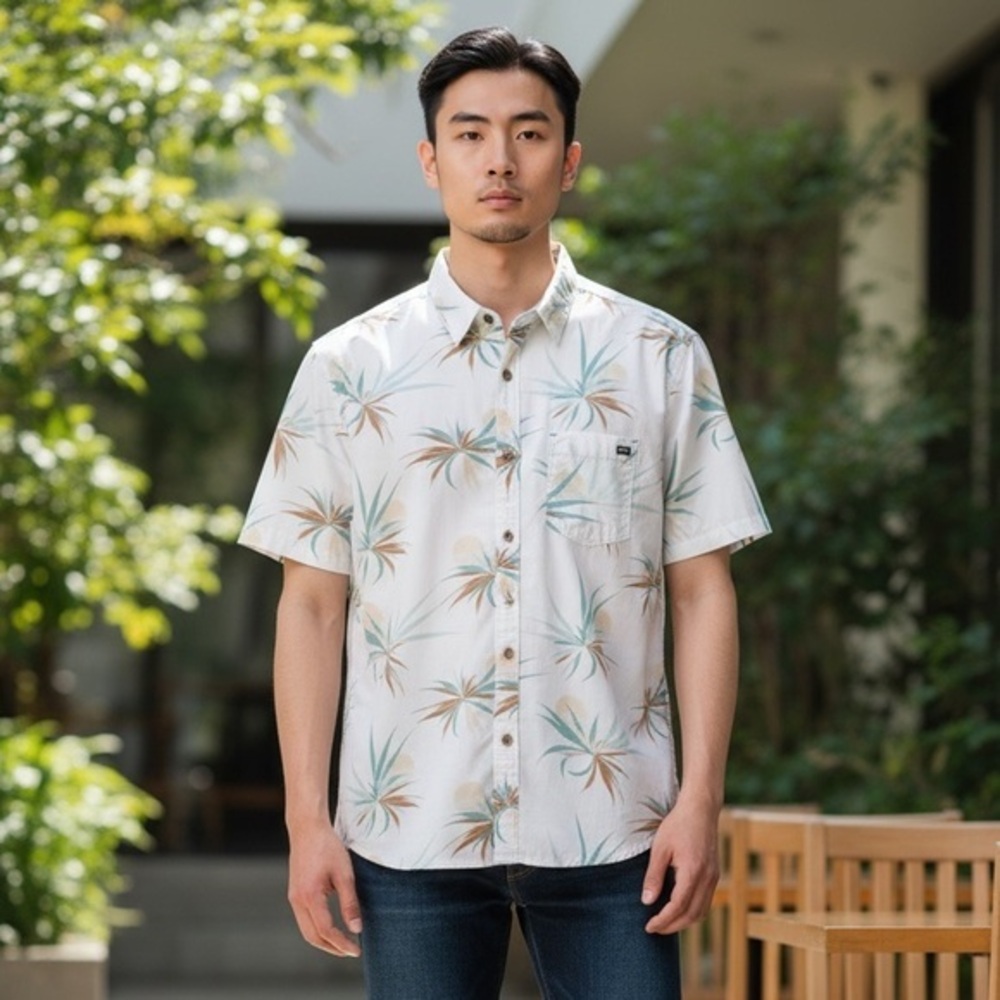Billabong Men’s Tropical‎ Button-Up Shirt Size L 100% Cotton Surf Style